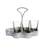 Antique Silver Plate Repousse Glass Caddy