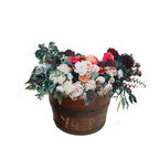 Antique metal-bound oak bucket with rich dark brown patina. Solid oak with iron bands, perfect for rustic decor, floral styling, or display.