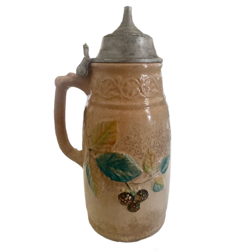 Antique American majolica syrup pitcher marked 1875