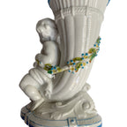 Antique 19th Century Porcelain Cherub Cornucopia Urn