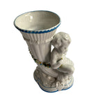 Antique 19th Century Porcelain Cherub Cornucopia Urn