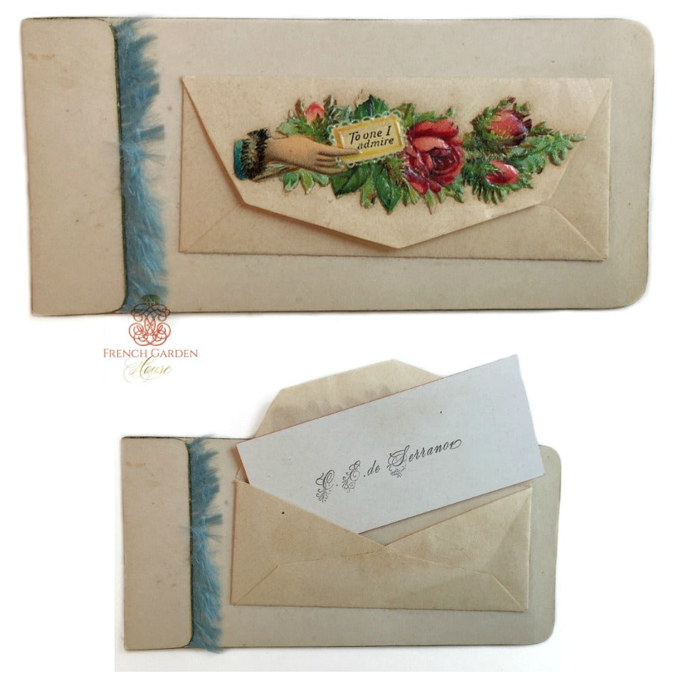 Antique Victorian Paper Scrap Calling Card Admire