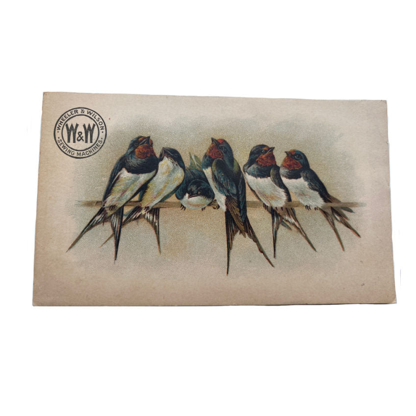 Antique Advertising Card with Birds for Sewing Machines