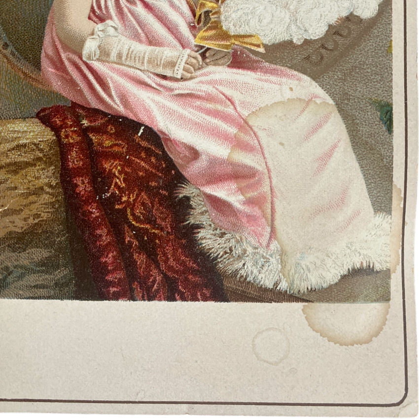 Antique Advertising Card with Little Girl in Pink