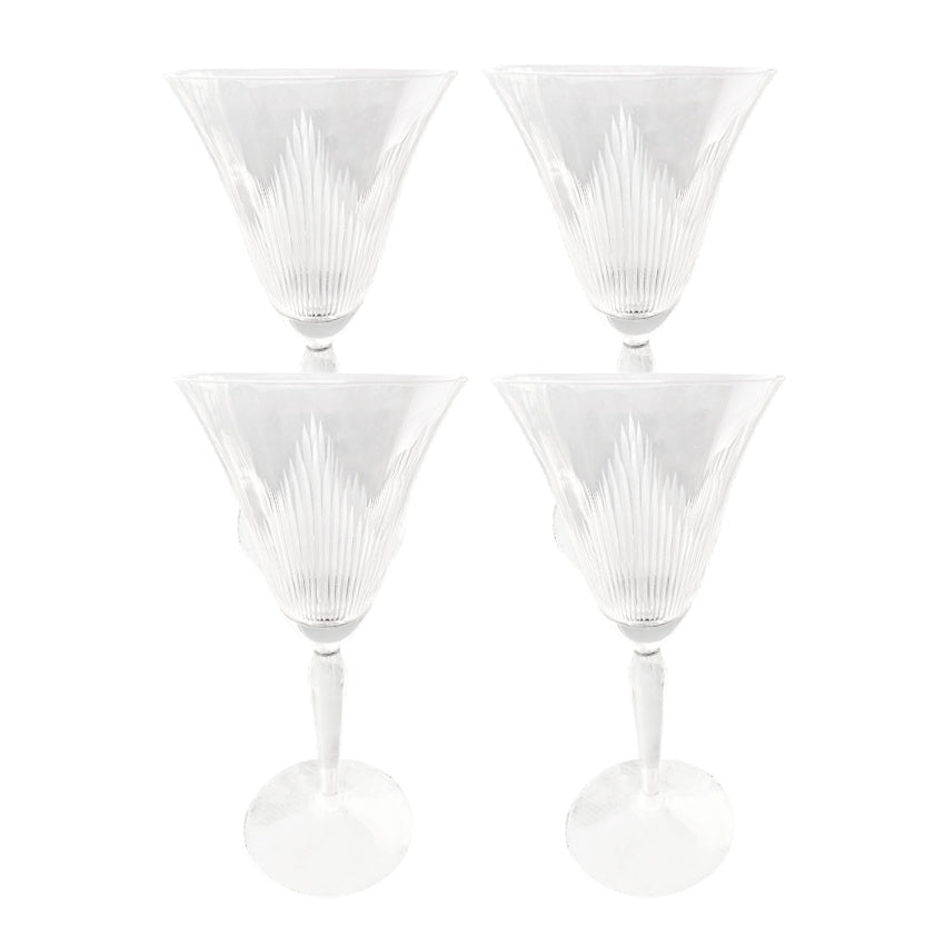 Antique Art Deco Hand Cut Fluted Cocktail Glasses Set of 4