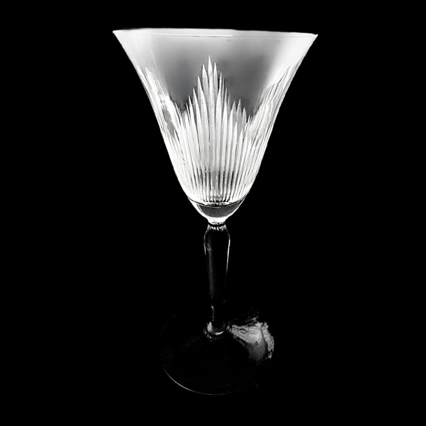 Antique Art Deco Hand Cut Fluted Cocktail Glasses Set of 4