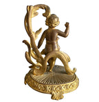 Antique Art Nouveau Gilded Metal Figural Cherub on Stand
