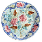 Antique Wasmuel Majolica Rose Plate, Late 19th Century