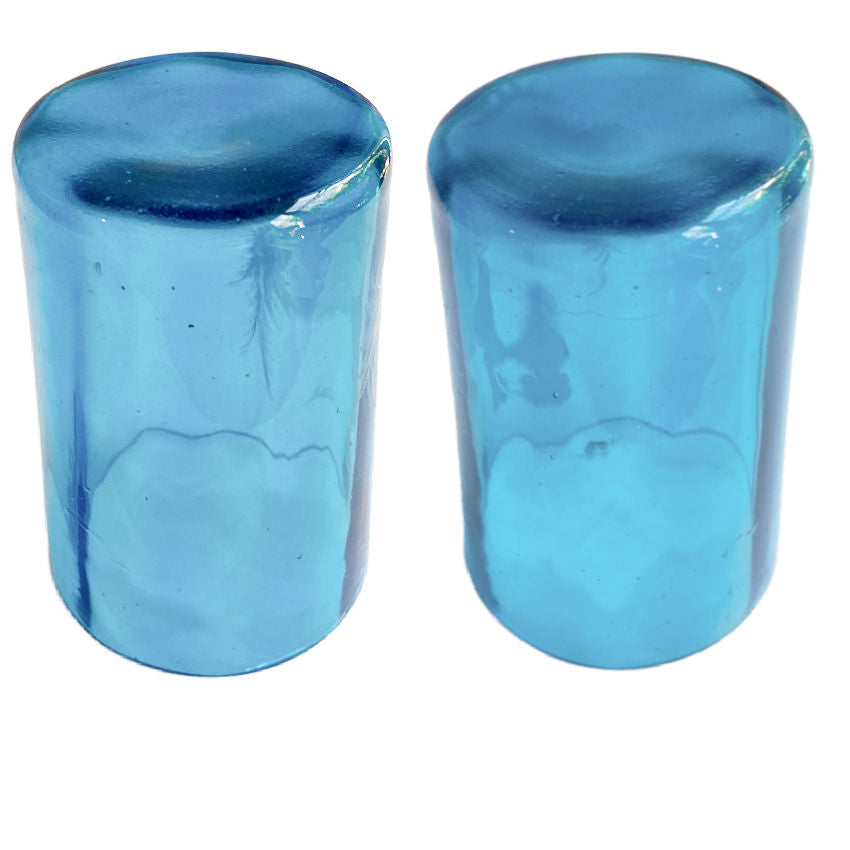 Thin mouth-blown Bohemian turquoise glass with polished ground pontil
