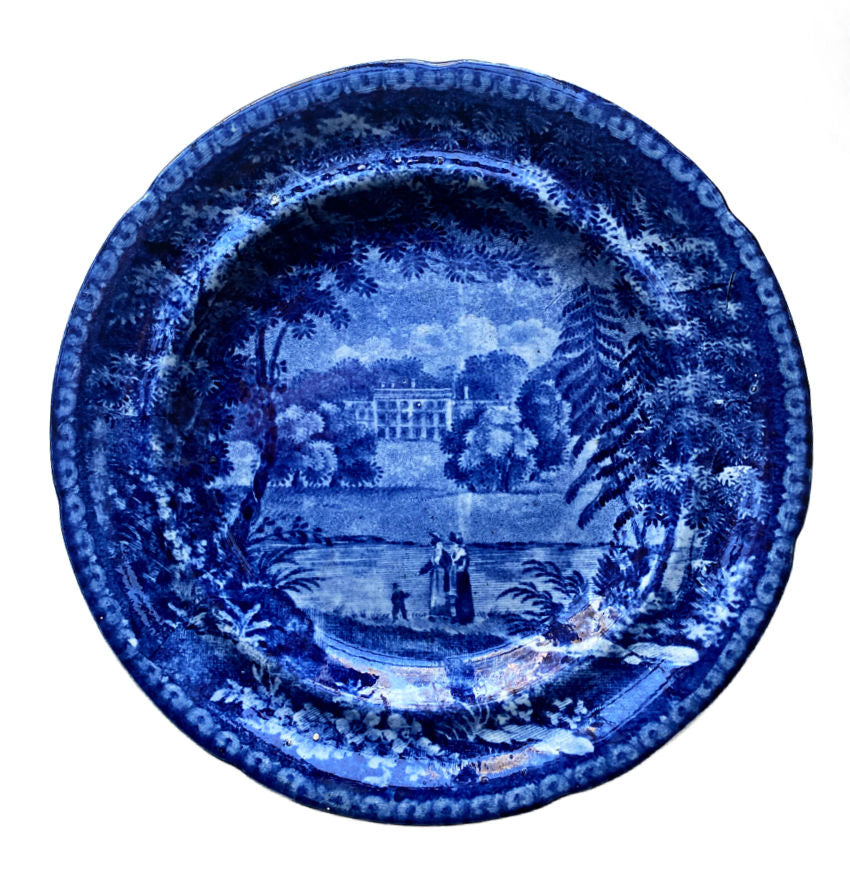 19th Century Historical Staffordshire Pearlware Plate Cannon Hall Yorkshire