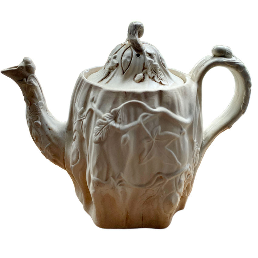 19th Century Molded Relief Teapot Acorns & Ivy