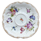 Antique Dresden Hand Painted Floral Ink Well and Underplate