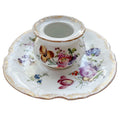 Antique hand painted Dresden ink well and under plate roses
