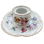 Antique hand painted Dresden ink well and under plate roses