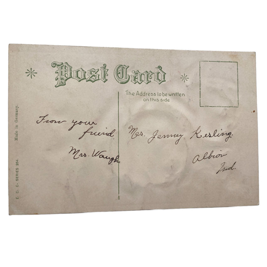 Antique Embossed Pink Rose Birthday Postcard