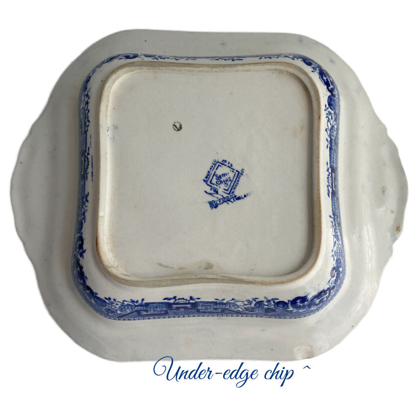 Antique English Blue Willow Transfer Ware Lidded Serving Dish