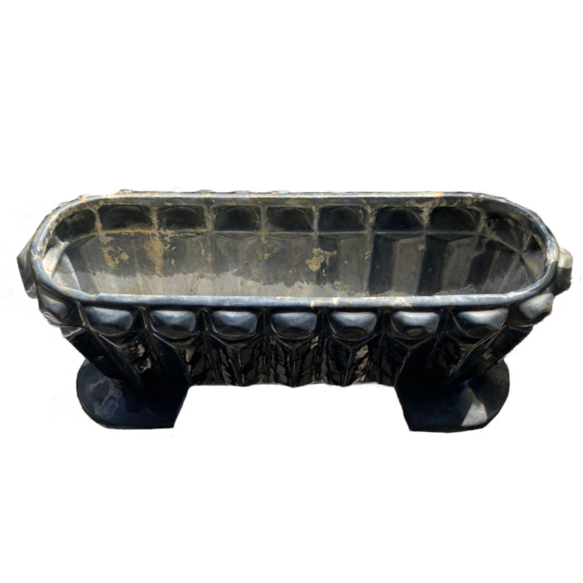 Elegant Geometric French Art Deco Jardinière with Patina