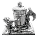 Antique French Art Nouveau figural silver plate inkwell with child and goose