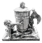 Antique French Art Nouveau figural silver plate inkwell with child and goose