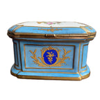 Antique French Bleu Céleste Porcelain Casket Box, Bourdois & Bloch