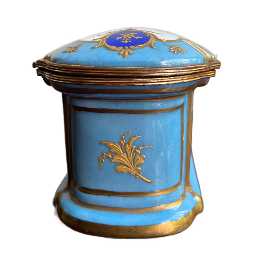 Antique French Bleu Céleste Porcelain Casket Box, Bourdois & Bloch