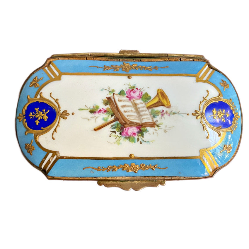 Antique French Bleu Céleste Porcelain Casket Box, Bourdois & Bloch
