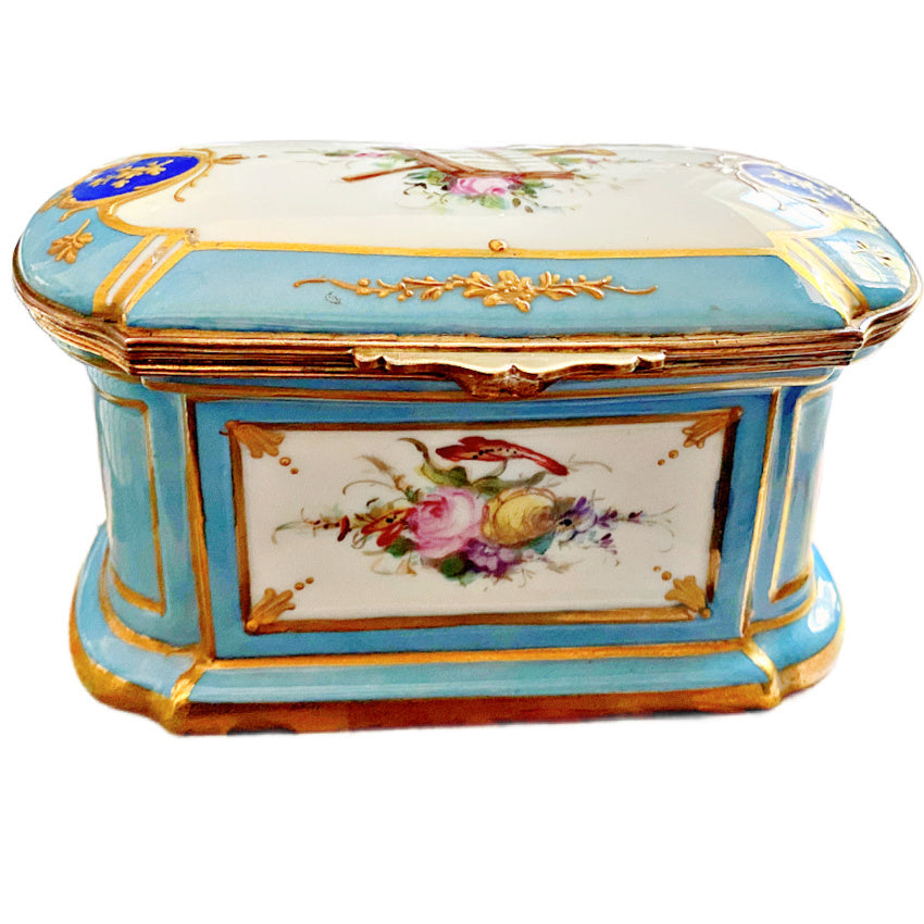 Antique French Bleu Céleste Porcelain Casket Box, Bourdois &amp; Bloch