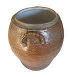 antique French brown glazed pottery confit jar