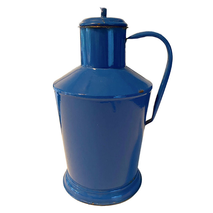 Vintage French Country Blue Enamel Water Jug