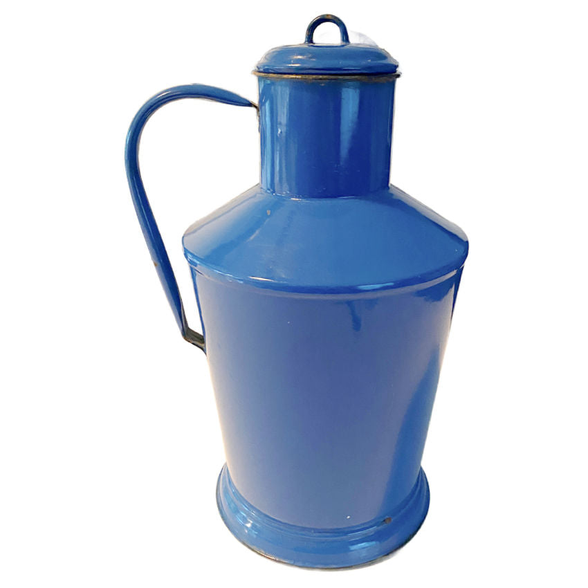 Vintage French Country Blue Enamel Water Jug