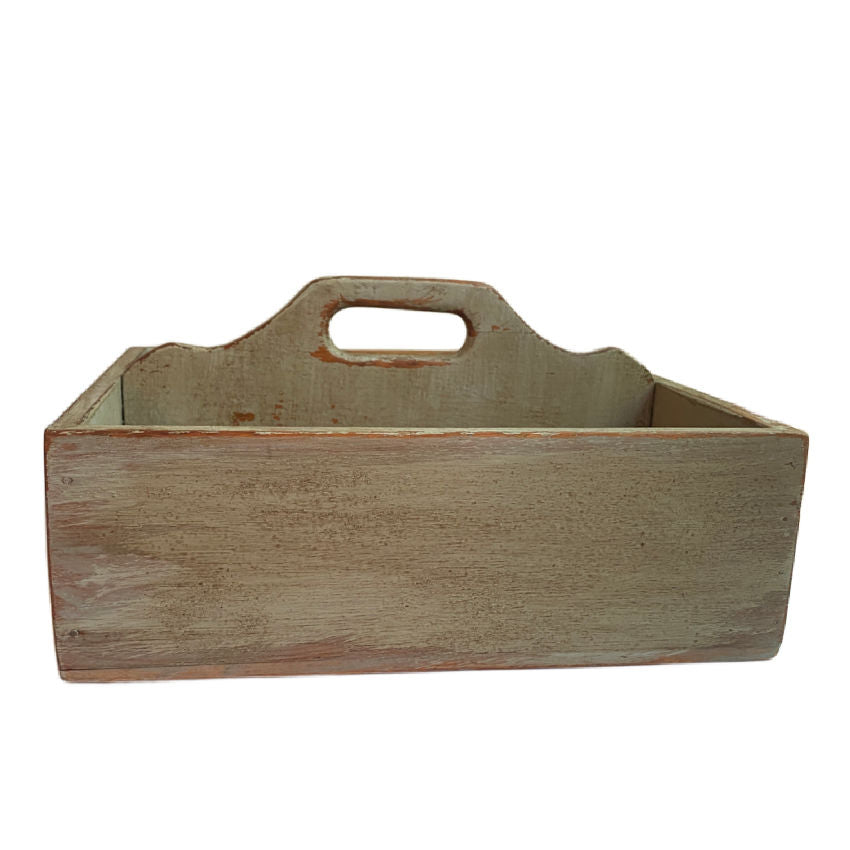 Antique French Country Painted Wooden Work Box  | Tote