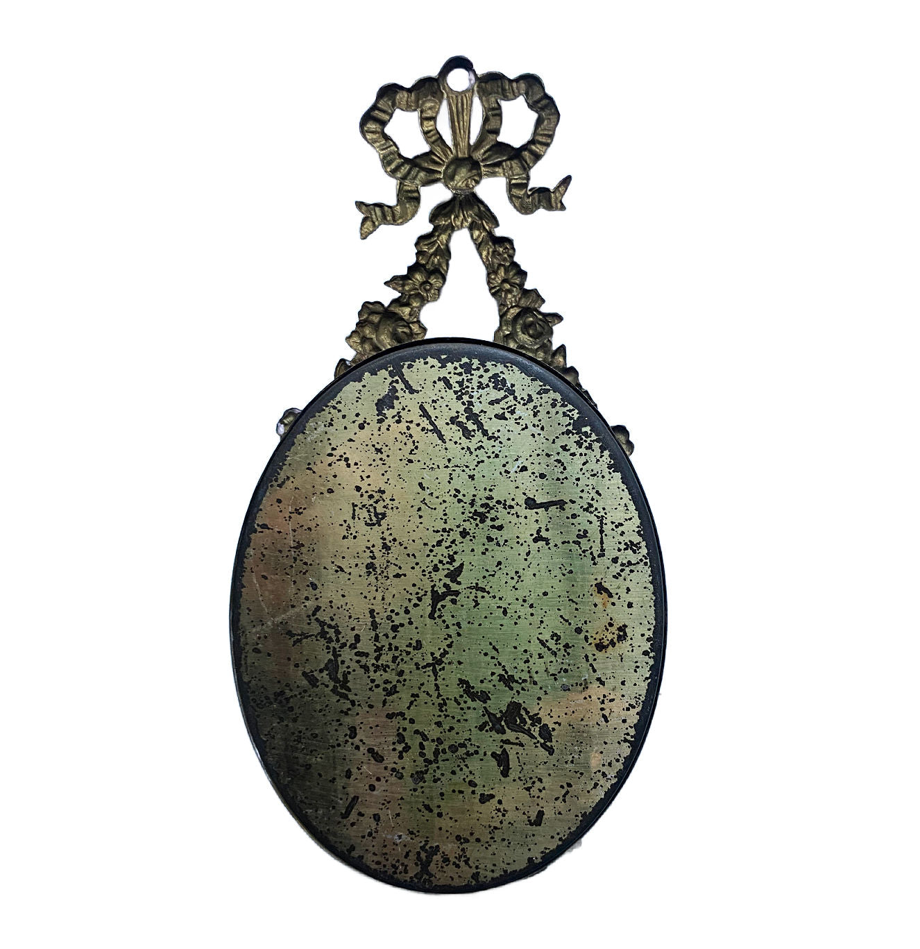 Antique French Empire Ribbons and Bows Hanging Picture Frame Gilt Brass