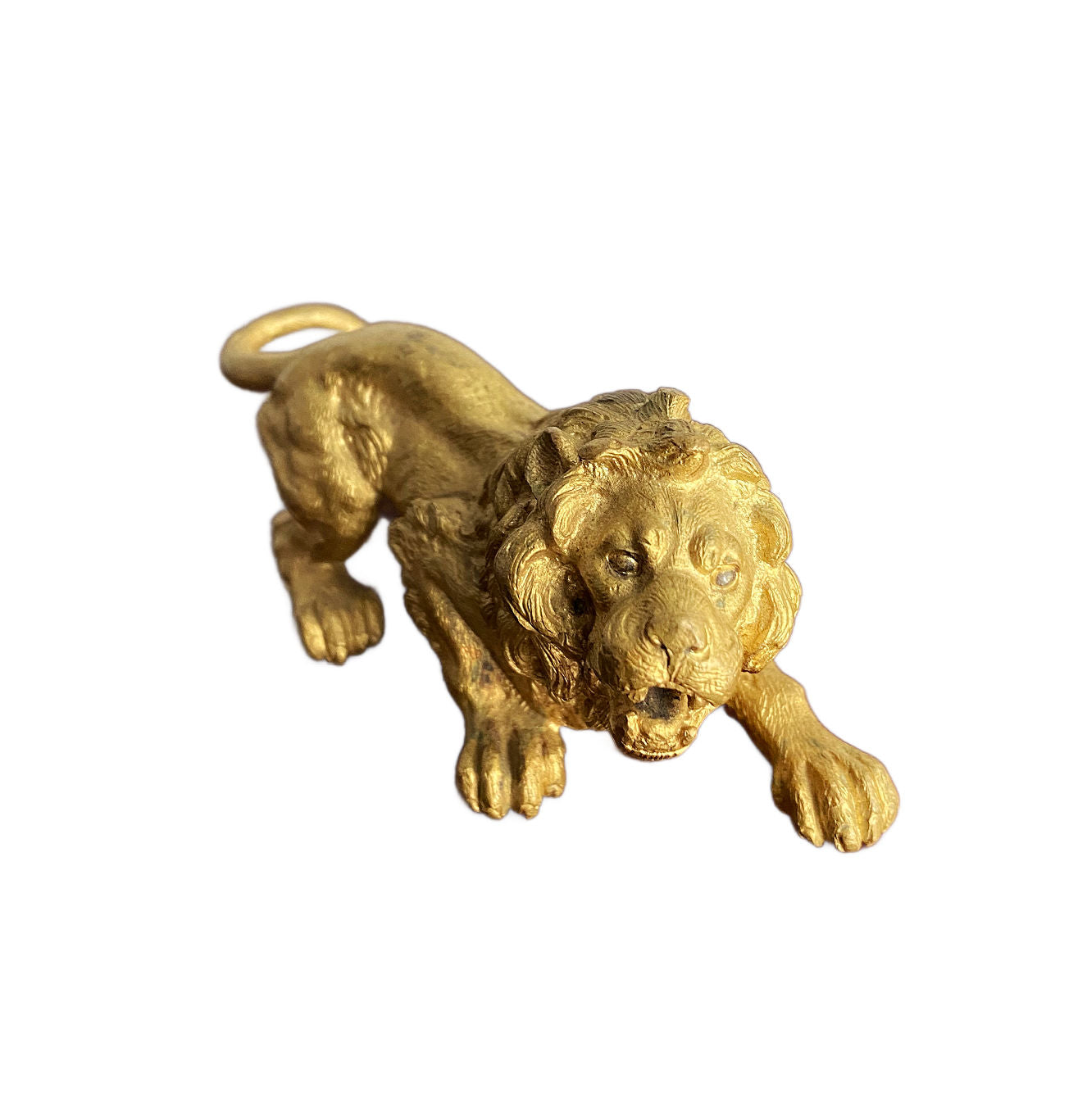 Antique French Gilded Bronzed Lion Presse Papier