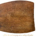 Antique French Hand Carved Short Handled Dark Patina Cutting Board