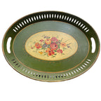 antique French tray, French country decor, hand painted tole, floral tole tray, vintage French serving tray, French cottage style, painted metal tray, French farmhouse decor, 19th century French tole, floral bouquet design, antique decorative tray, French provincial decor, shabby chic French tray, collectible French toleware, European antiques