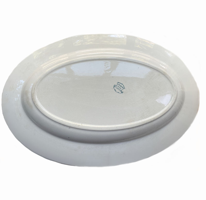 Antique French Ironstone Platter with Blue Birds 1880's