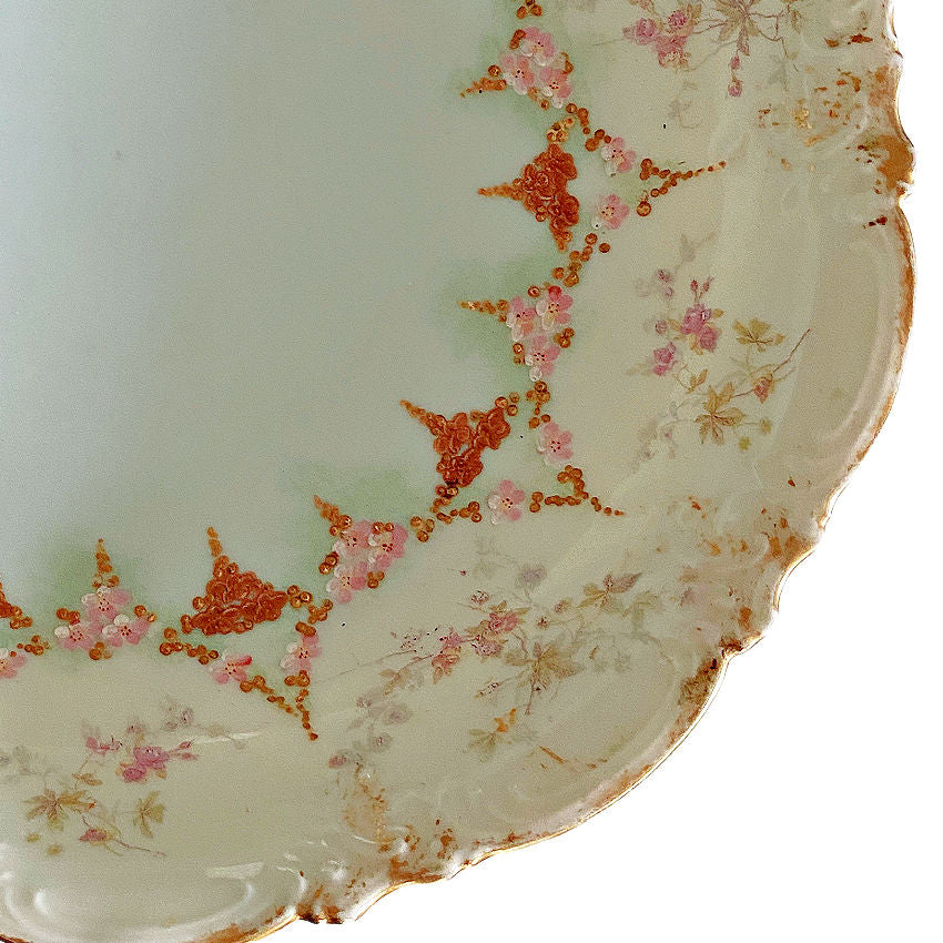 Antique French Limoges Hand Painted AK CD Gilt Rose Garlands Bowl