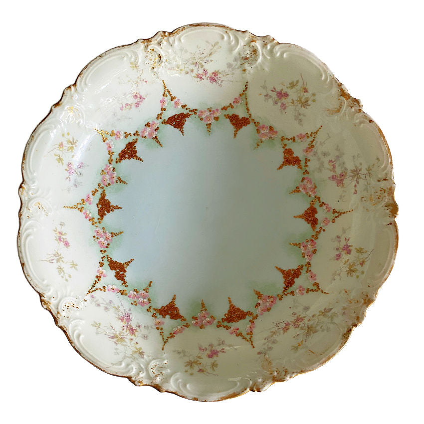 Antique French Limoges Hand Painted AK CD Gilt Rose Garlands Bowl