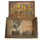 Antique French Loto Game Cards in Shabby Box