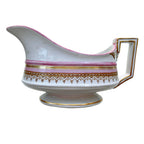 Antique Old Paris porcelain serving dish with curved handle and elegant form