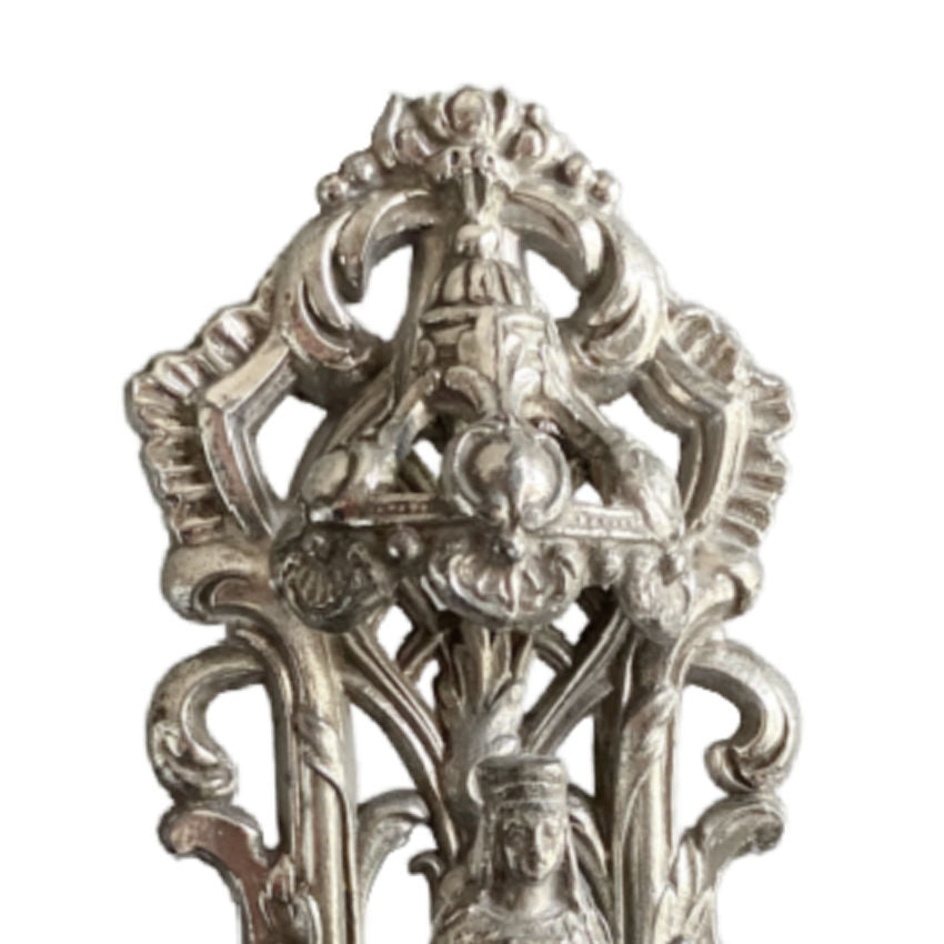 Antique Marian statue for a sacred objects collection face close up