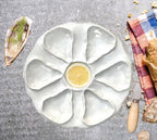 antique french oyster service, 19th century french porcelain, all-white oyster plates, scallop relief porcelain, french tableware, collectible porcelain, classic european porcelain, elegant oyster set, heirloom tableware, refined entertaining, antique serving set, vintage french porcelain