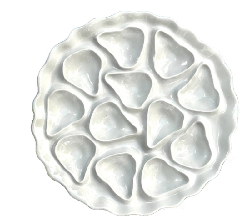 Antique French Oyster Service Platter with Six Plates
