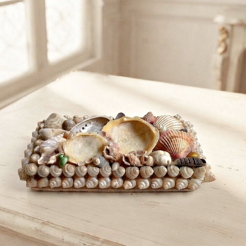 Antique French Paper Shell Encrusted  Box
