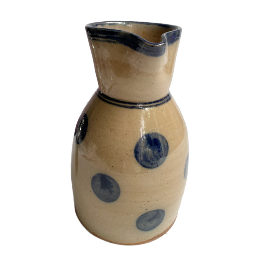 Antique French Pitcher Cream with Blue Polka Dots