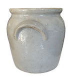 Antique French Provincial Glazed Earthenware Crock with Scalloped Handles