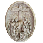 Antique French 1850 Plaster Religious Plaque, Bas Relief