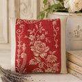 Antique French ticking lavender sachet pillow with woven rose and floral design