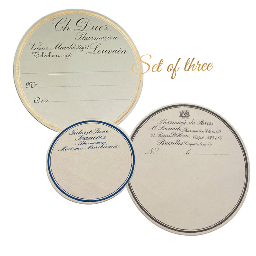Authentic Antique Labels Unused Set of 3 Round