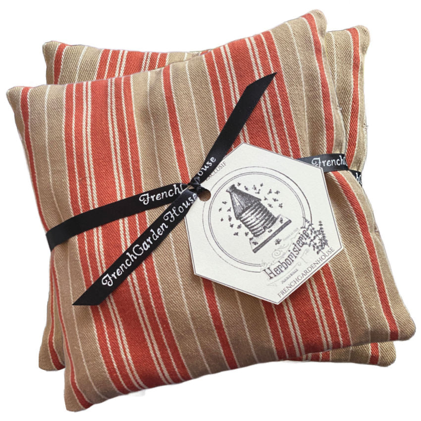 Handmade sachet with antique French striped mattress ticking, filled with fragrant lavender. Rustic French elegance for drawers, closets, or gifts.